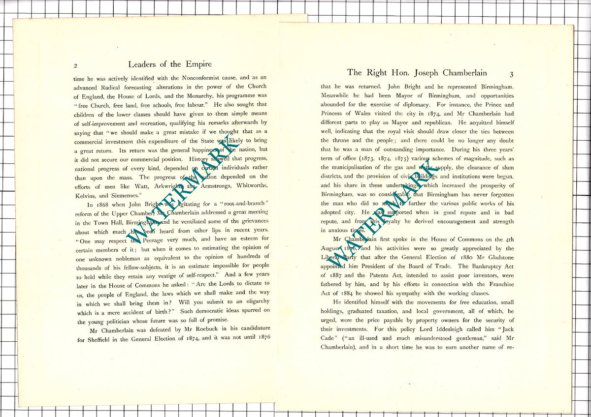The Right Hon Joseph Chamberlain - c.1920 Article / Print