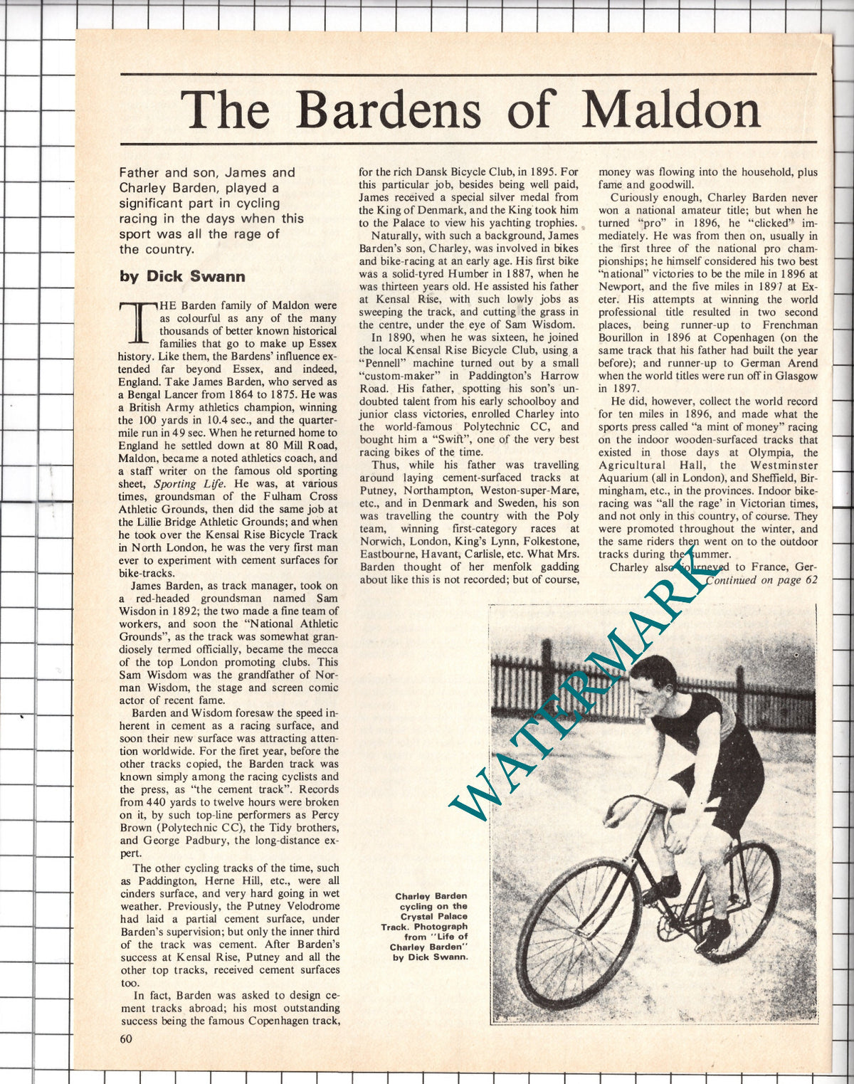 James Barden Charley Barden Maldon Essex Cycling - 1978 Article