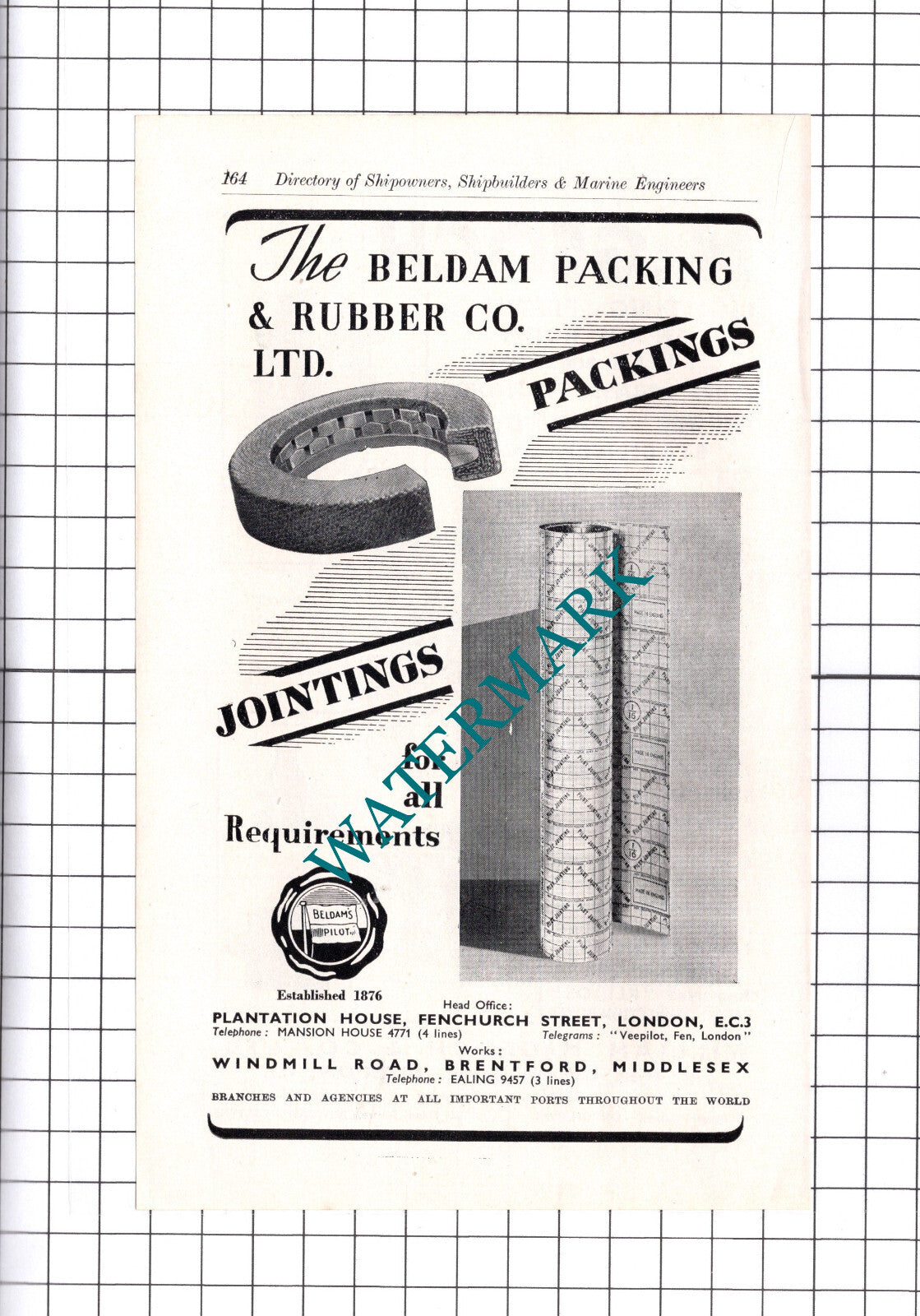 William McGeoch & Co Glasgow / The Beldam Packing & Rubber Co ADVERT - c.1957
