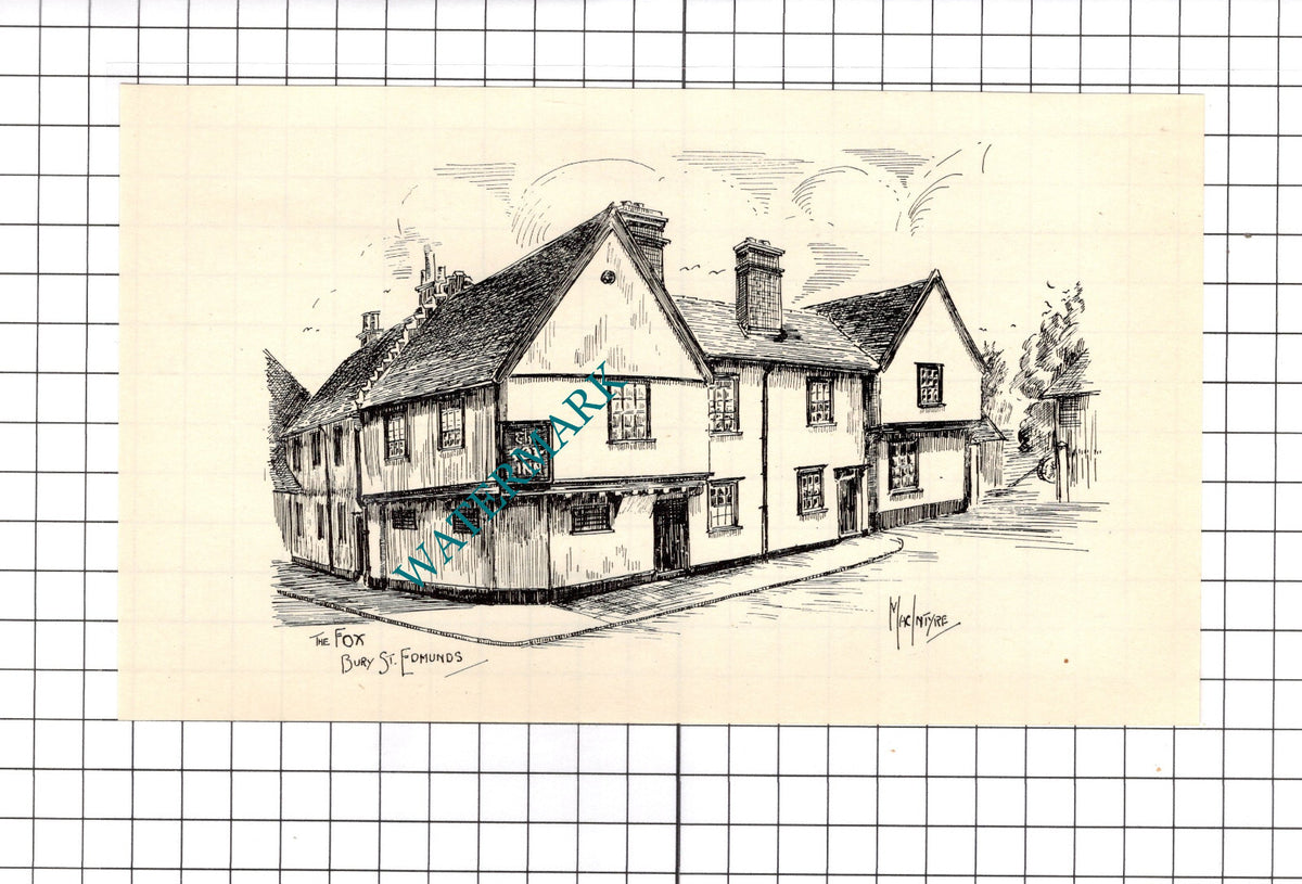 The Fox Inn Bury St Edmunds Suffolk - 1940's Book Print