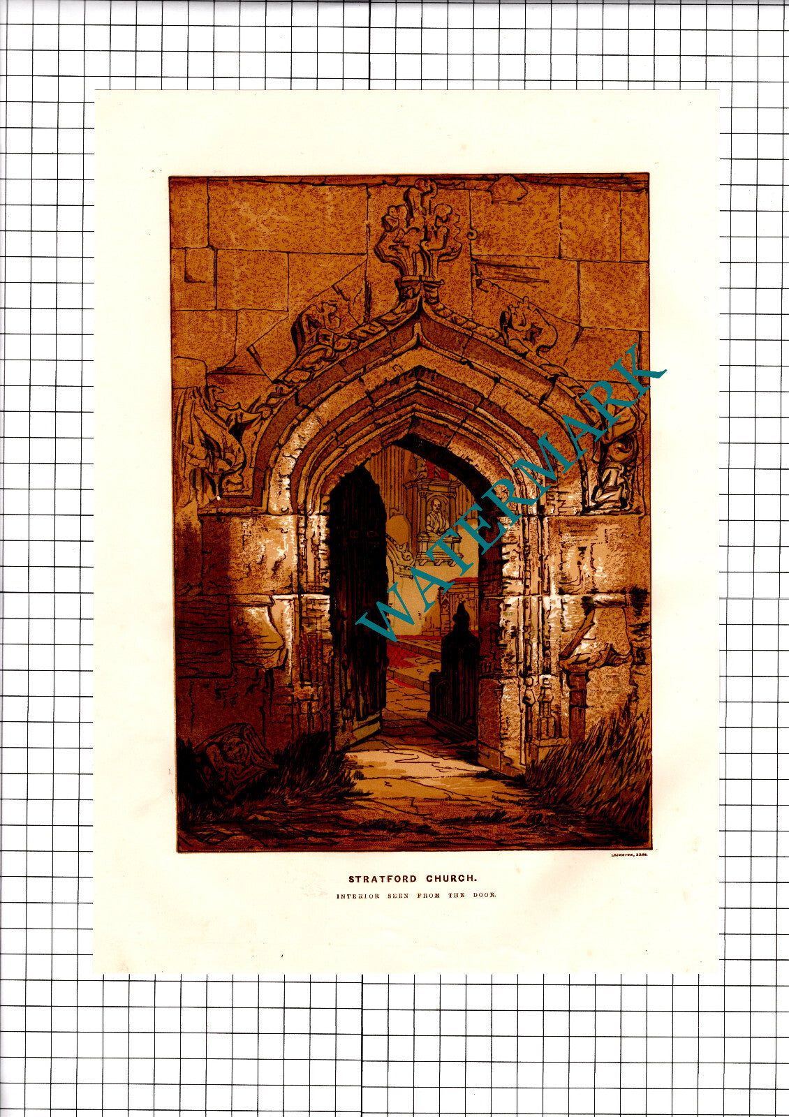 Stratford Church England Print - Antique c.1860s