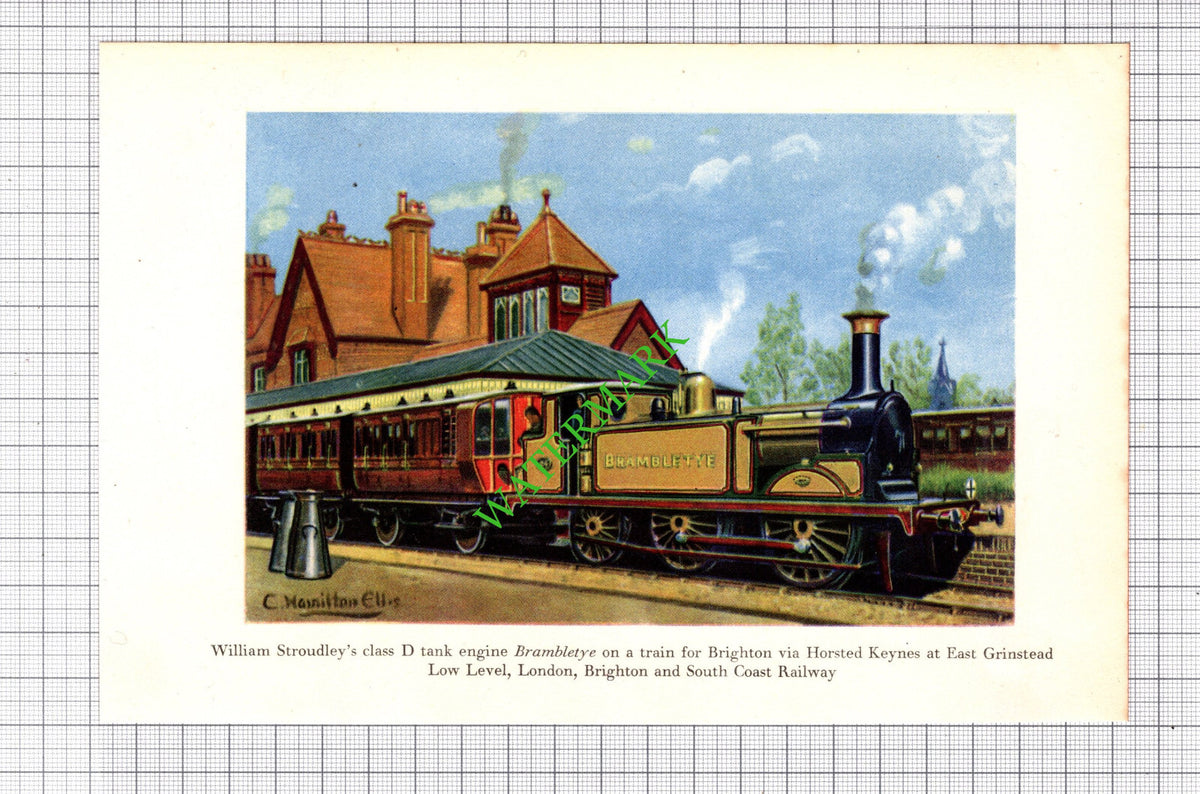 Brambletye Railway Engine East Grinstead Station - c.1949 Print
