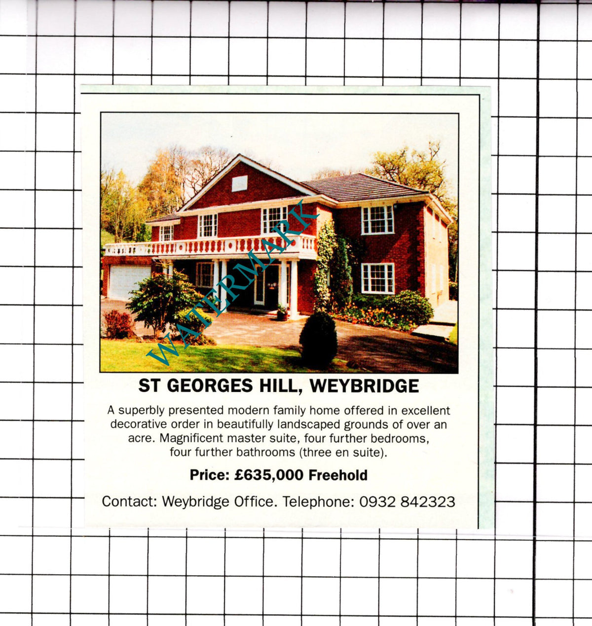 St Georges Hill Weybridge House Sale Advert - 1991 Clipping