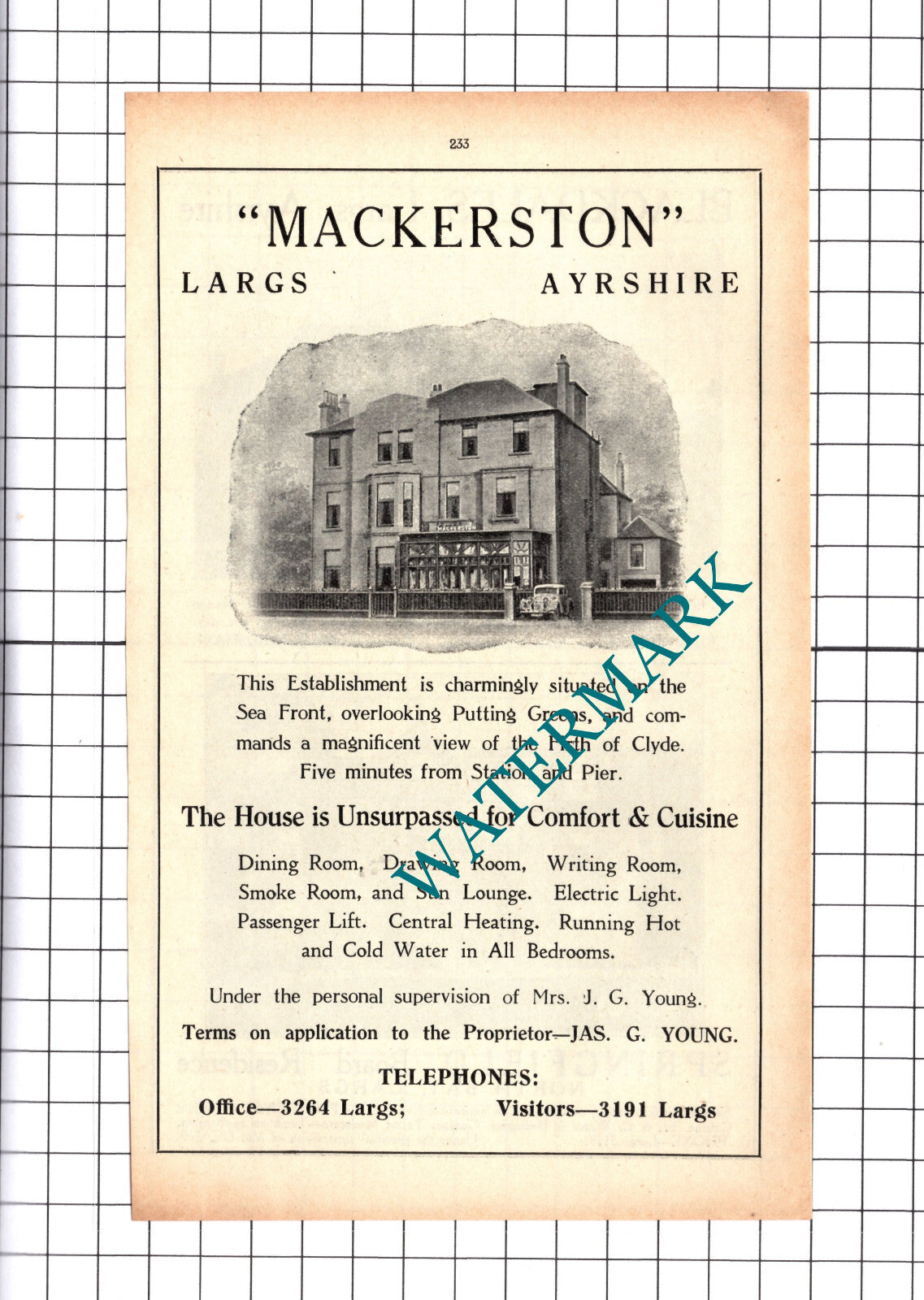Mackerston Largs Ayrshire Young Advert - 1939 Cutting