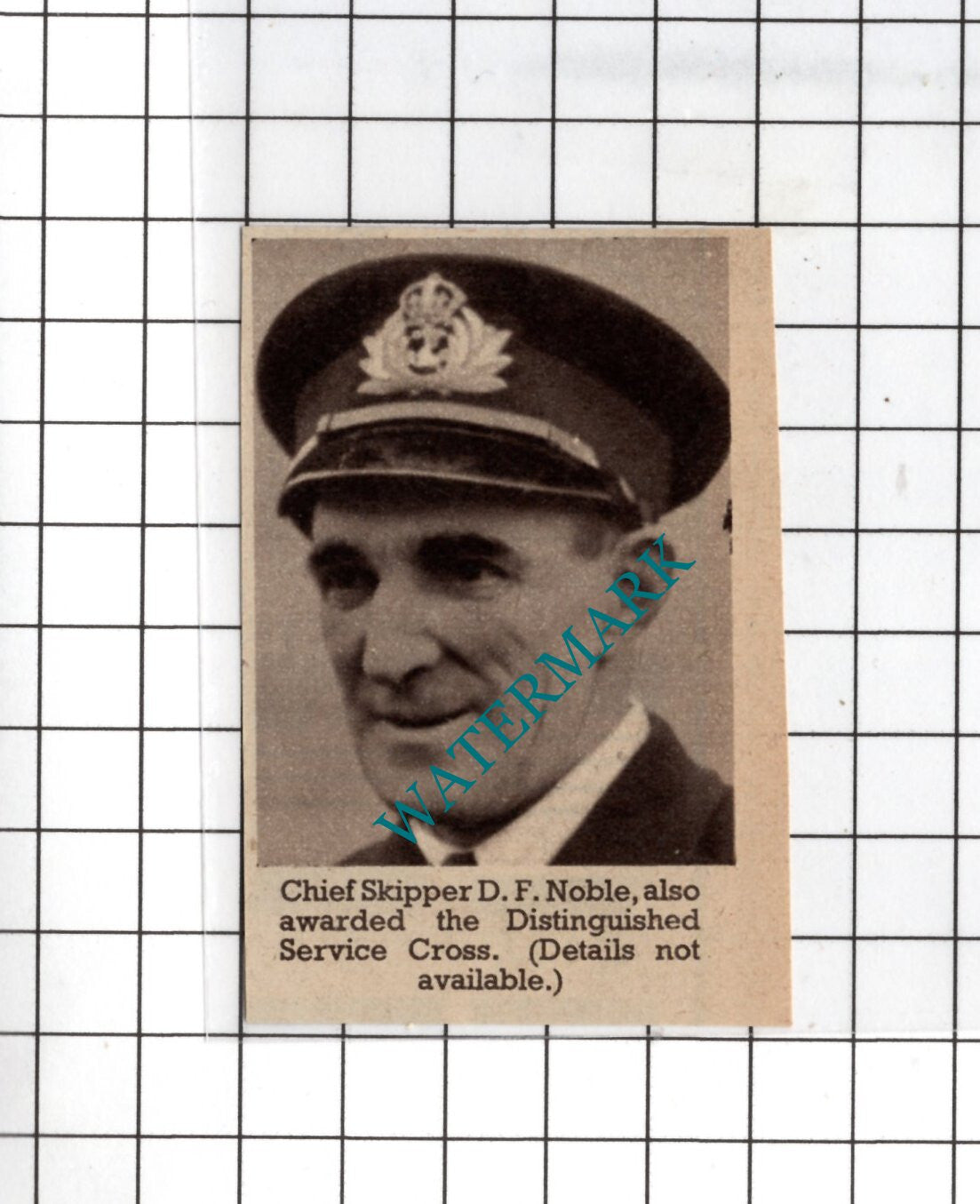 Chief Skipper D F Noble WW2 - 1940 SMALL News Clipping