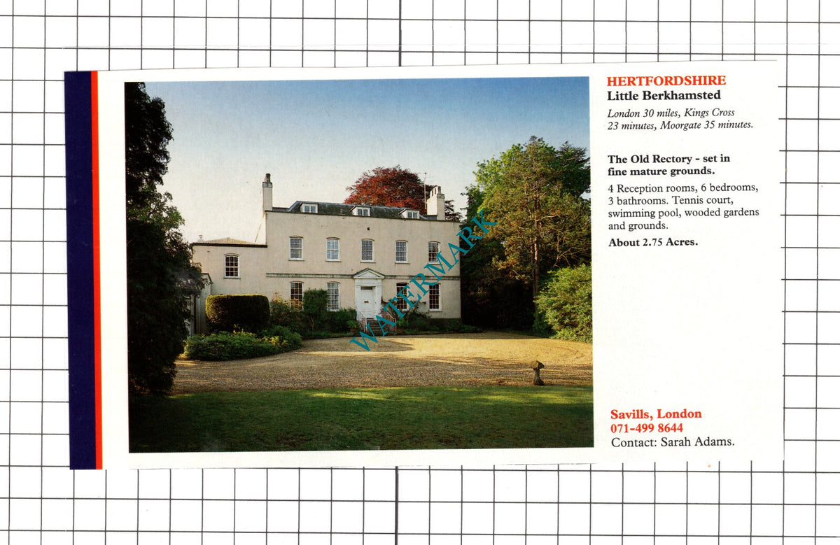 Little Berkhamsted Hertfordshire Rectory House Sale Advert - 1991 Clipping