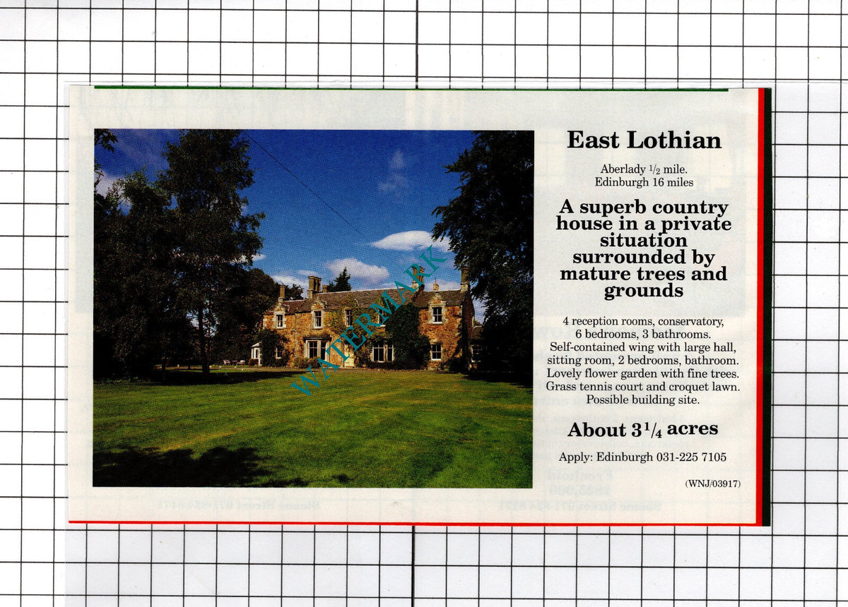 Aberlady East Lothian Scotland House Sale Advert - 1991 Cutting