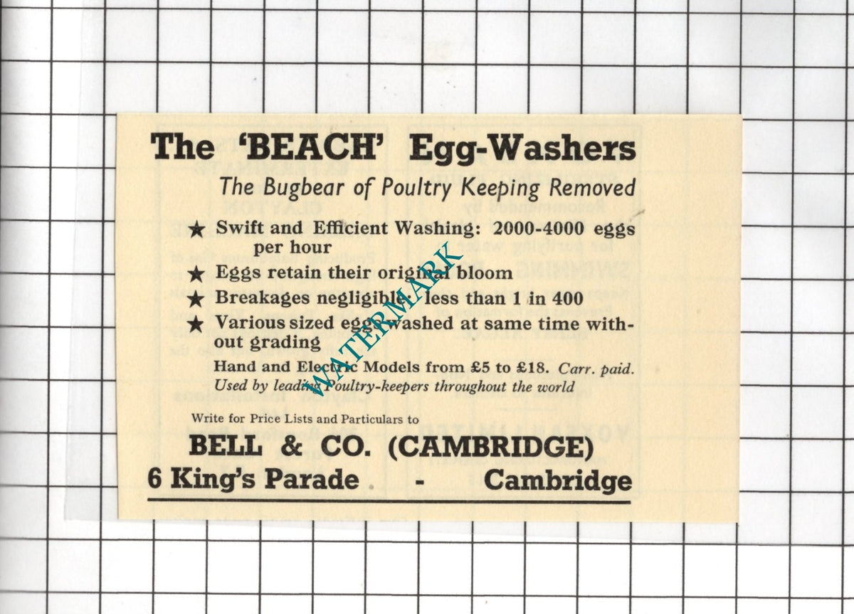 Bell & Co Cambridge The Beach Egg Washers - 1935 SMALL Advert