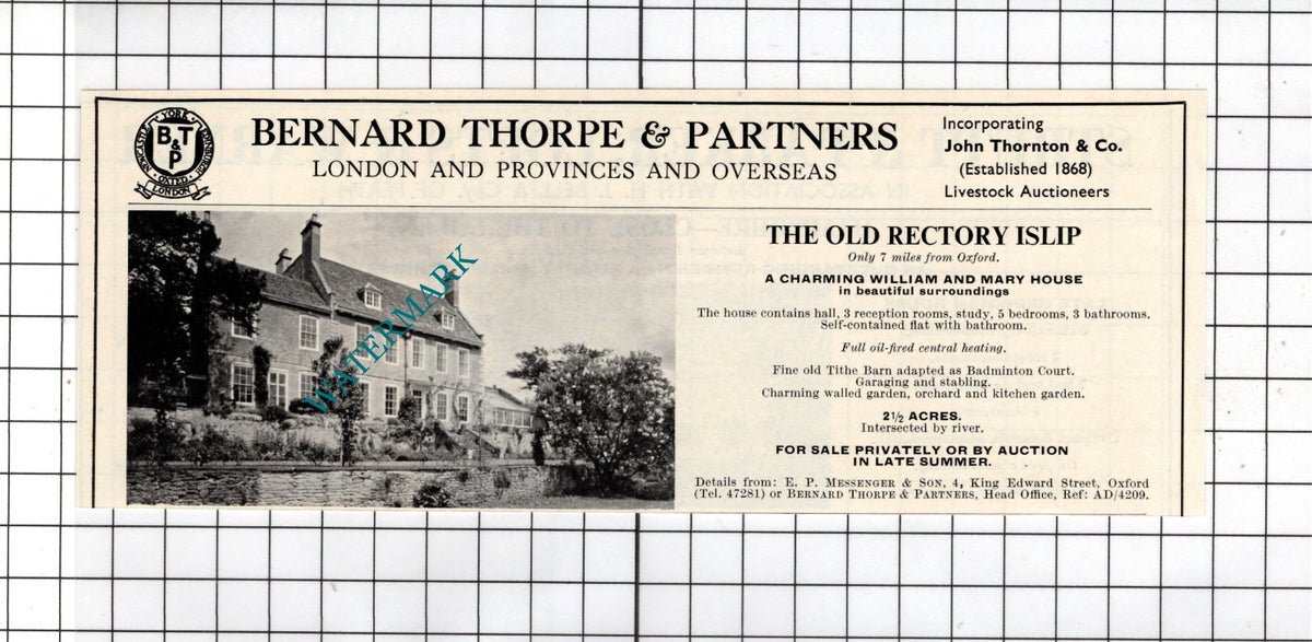 The Old Rectory Islip Oxfordshire - 1967 House Sale Advert