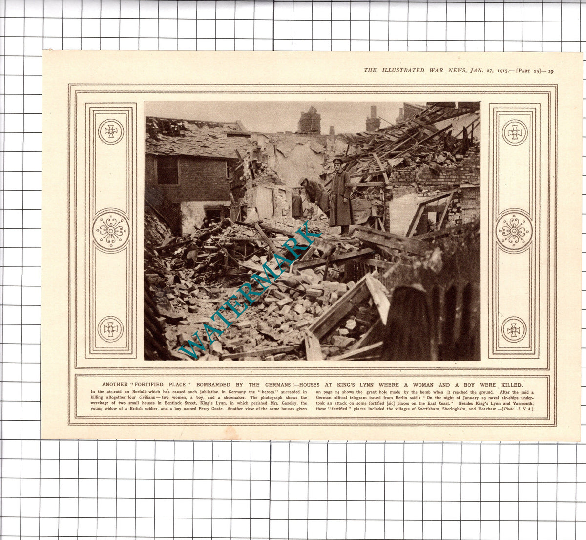 Bentinck Street King's Lynn Norfolk Gazeley Great War Bomb WW1 -1915 Book Print