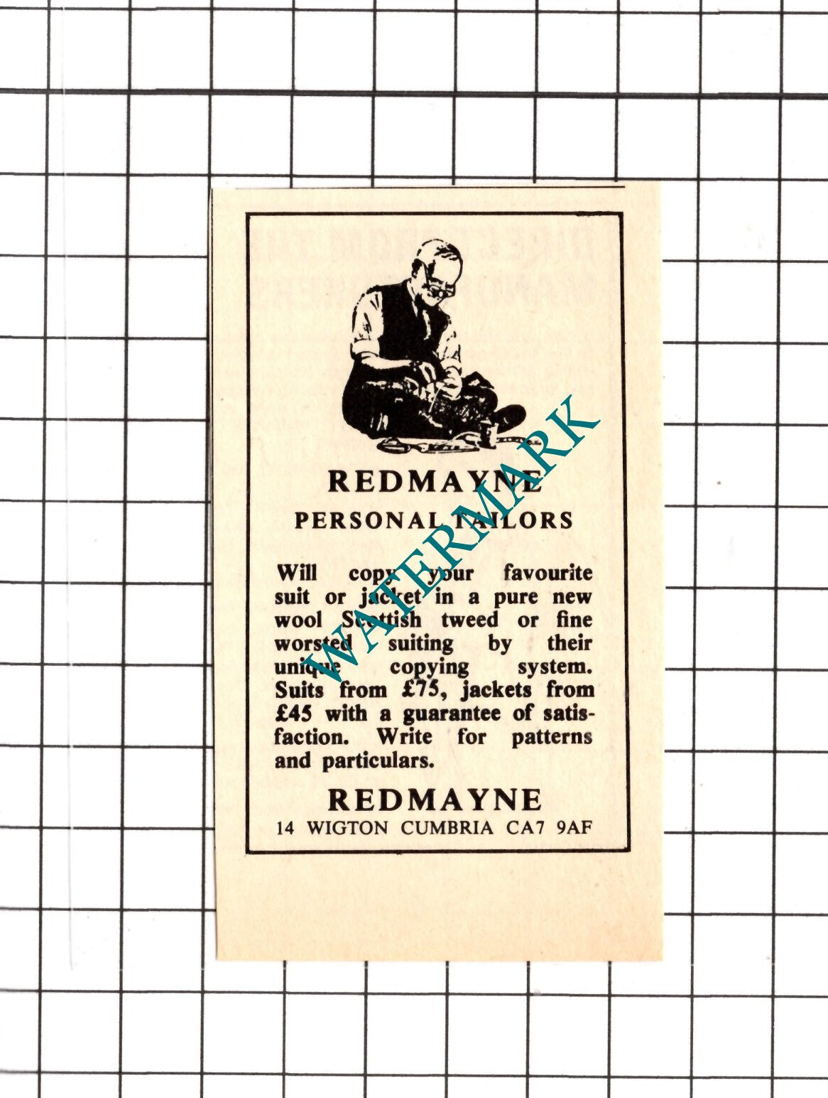 Redmayne Tailors Wigton Cumbria - 1978 SMALL Advert