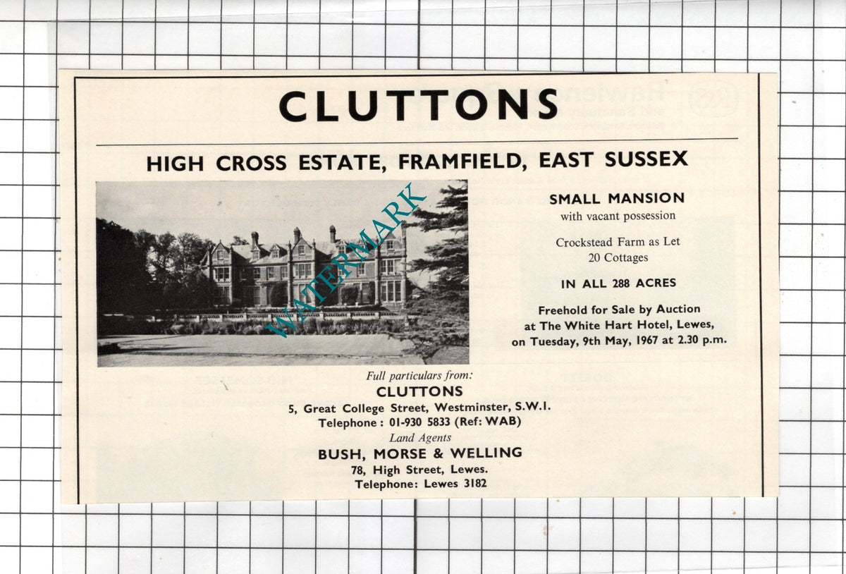 High Cross Estate Framfield Sussex House Sale Advert - 1967