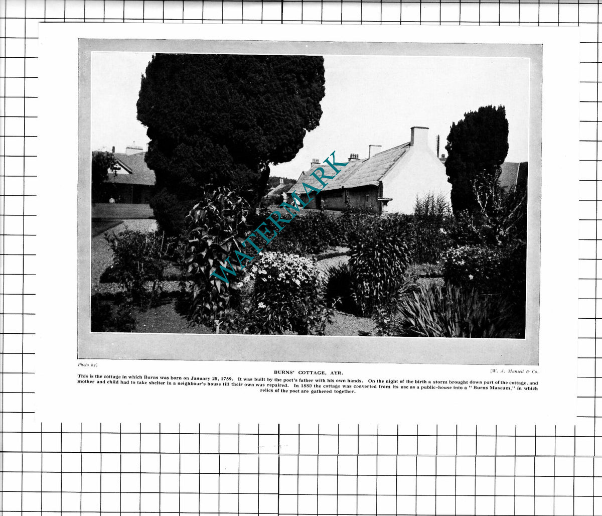 Robert Burns Cottage Ayr - c.1930's Clipping / Print