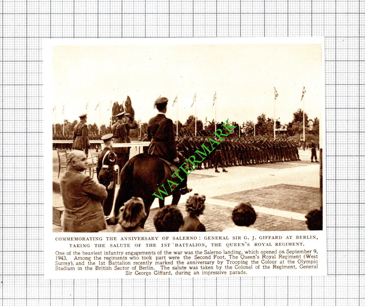 Sir George J Giffard 1st Batt The Queen's Royal Reg Salerno - 1949 Small Cutting