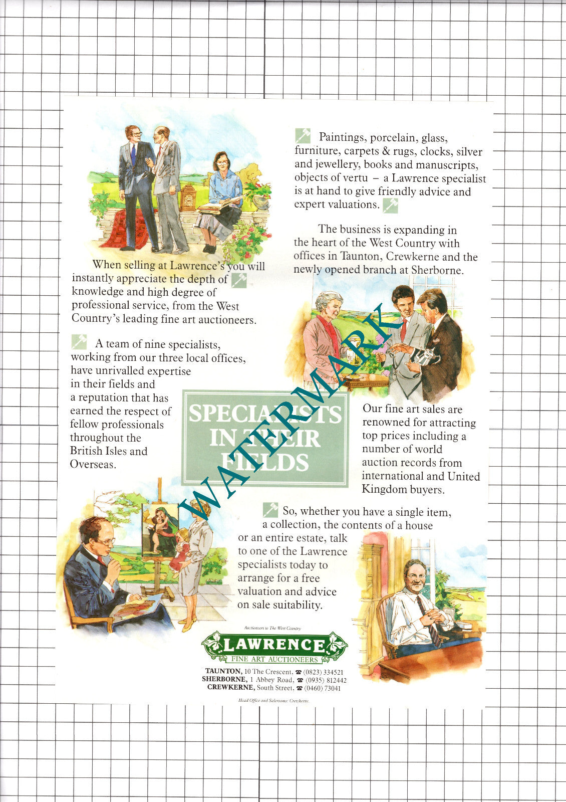 Lawrence Fine Art Auctioneers Taunton Sherborne Advert - 1990 Clipping / Print