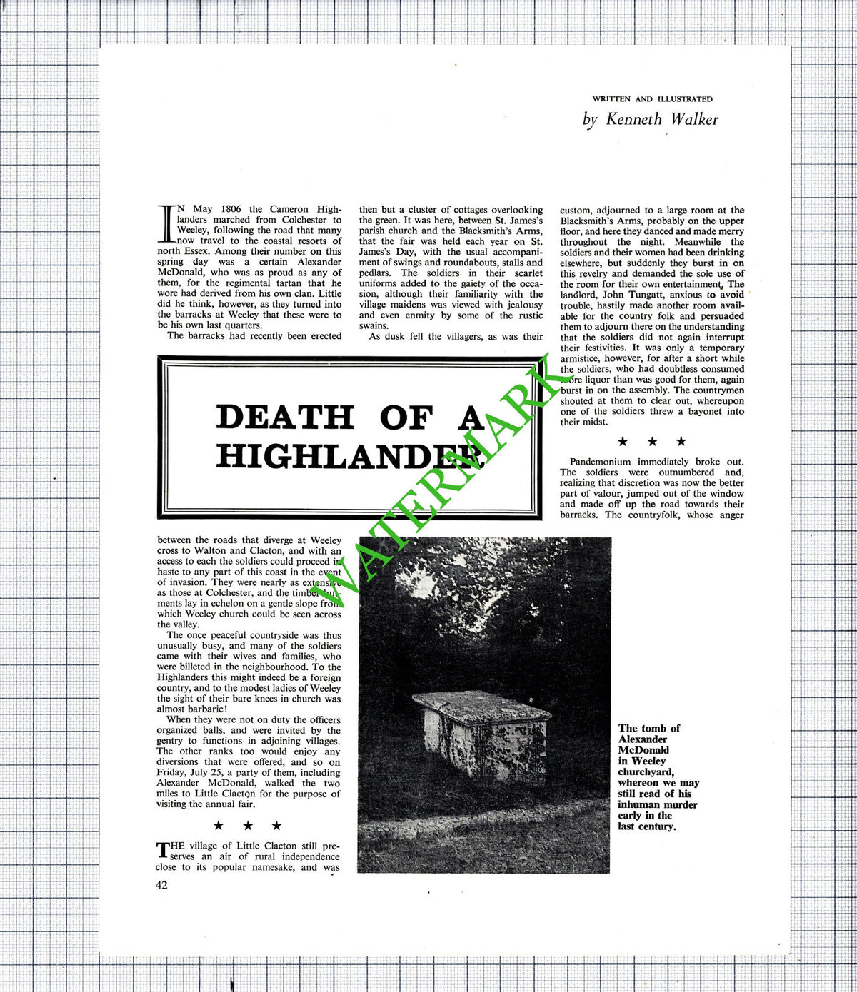 Little Clacton Essex Cameron Highlanders Blacksmiths Arms McDonald 1969 Article