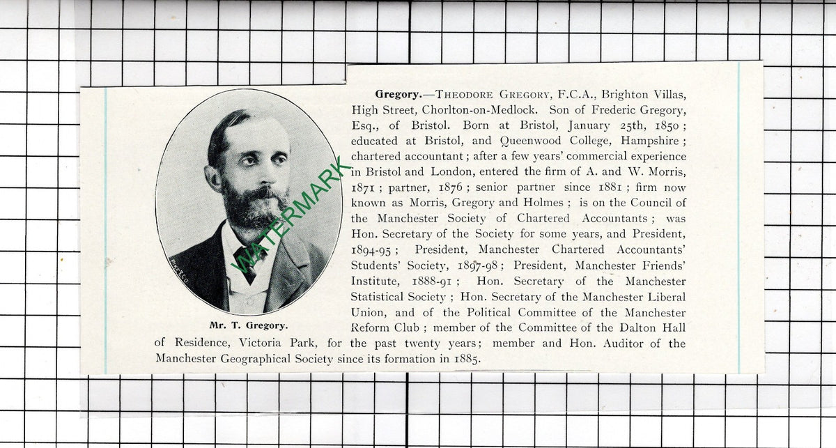 Theodore Gregory Brighton Villas High St Chorlton-on-Medlock - c.1905 Clipping