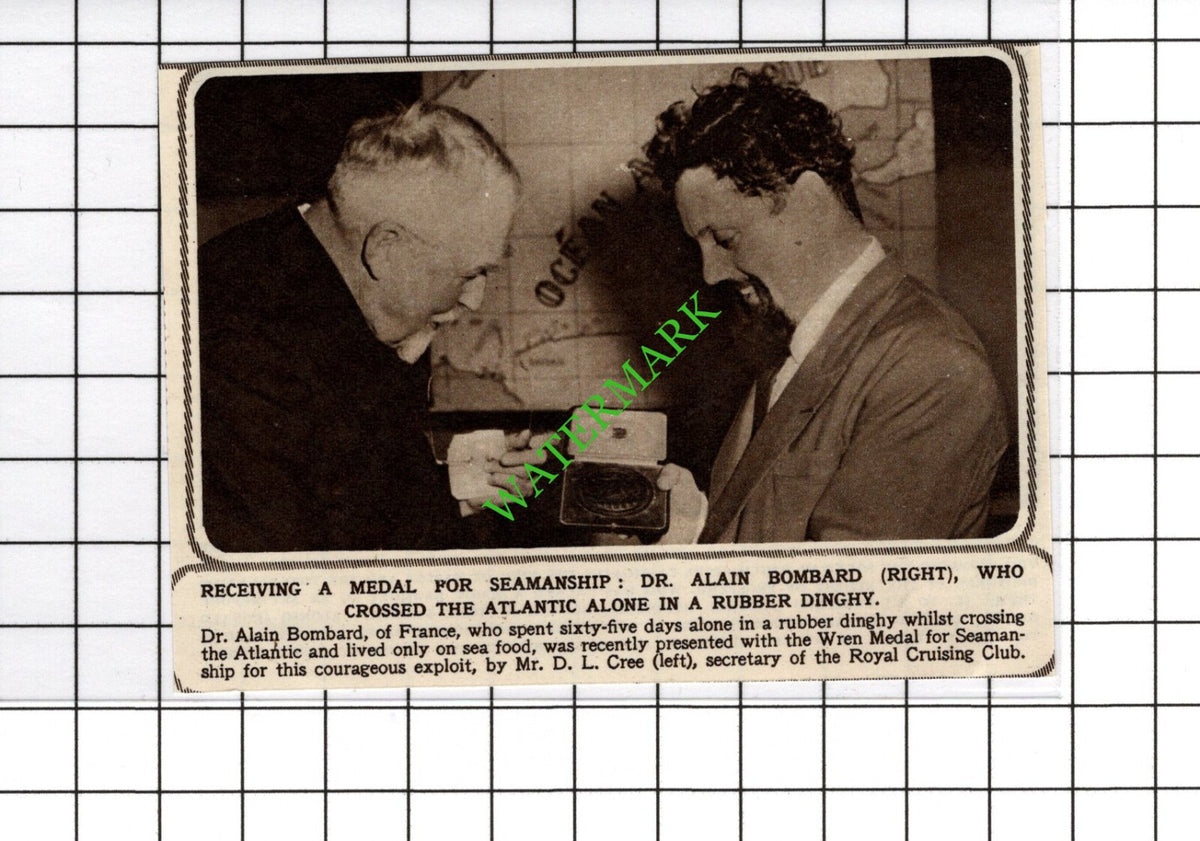 Dr Alain Bombard France Mr D L Cree Royal Cruising Club - 1954 Small Cutting