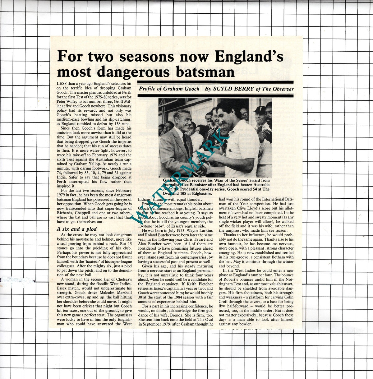 Graham Gooch Cricketer Cricket - c.1980 Clipping