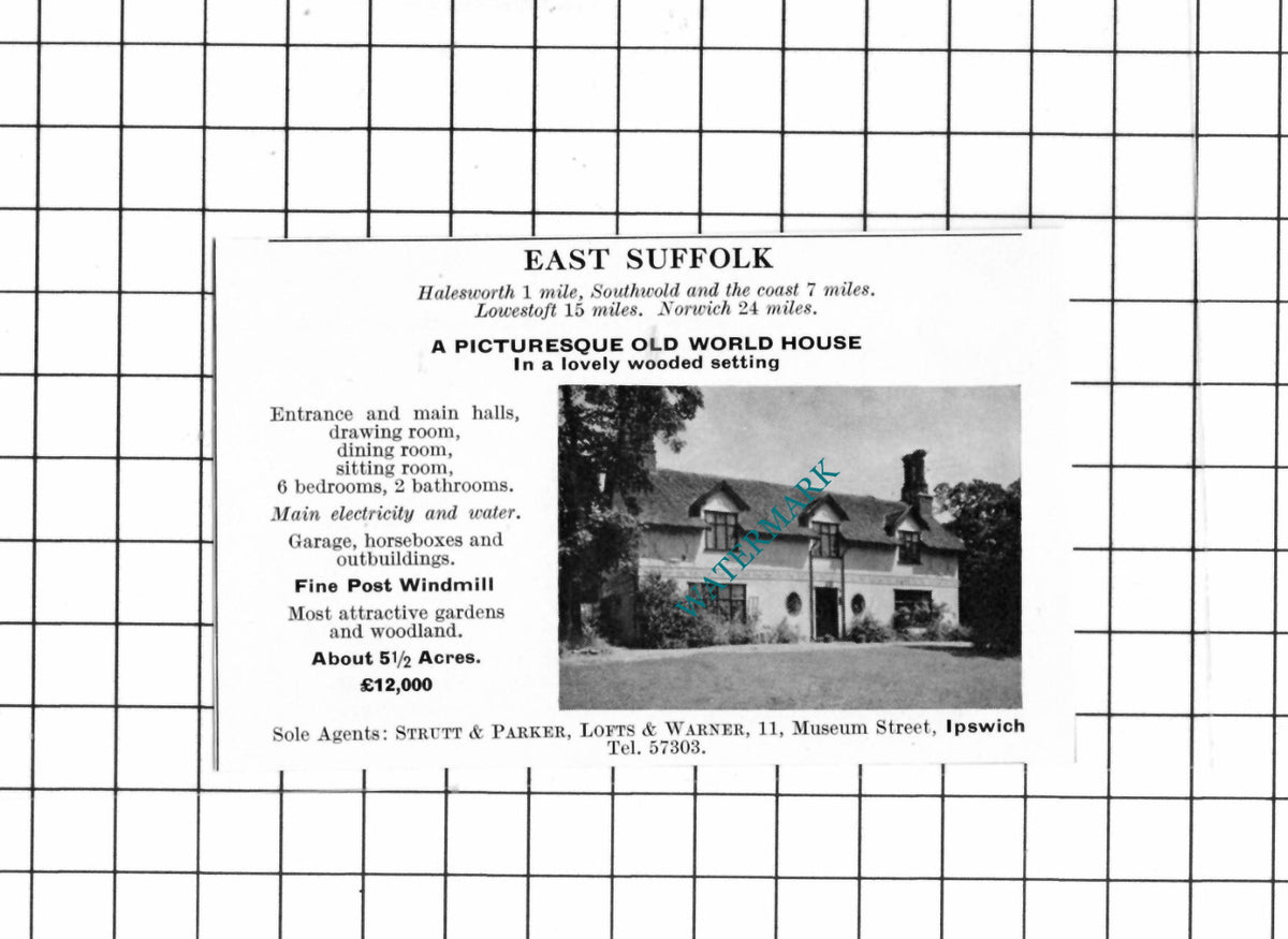 Halesworth Suffolk SMALL House Sale Advert - 1967 Clipping