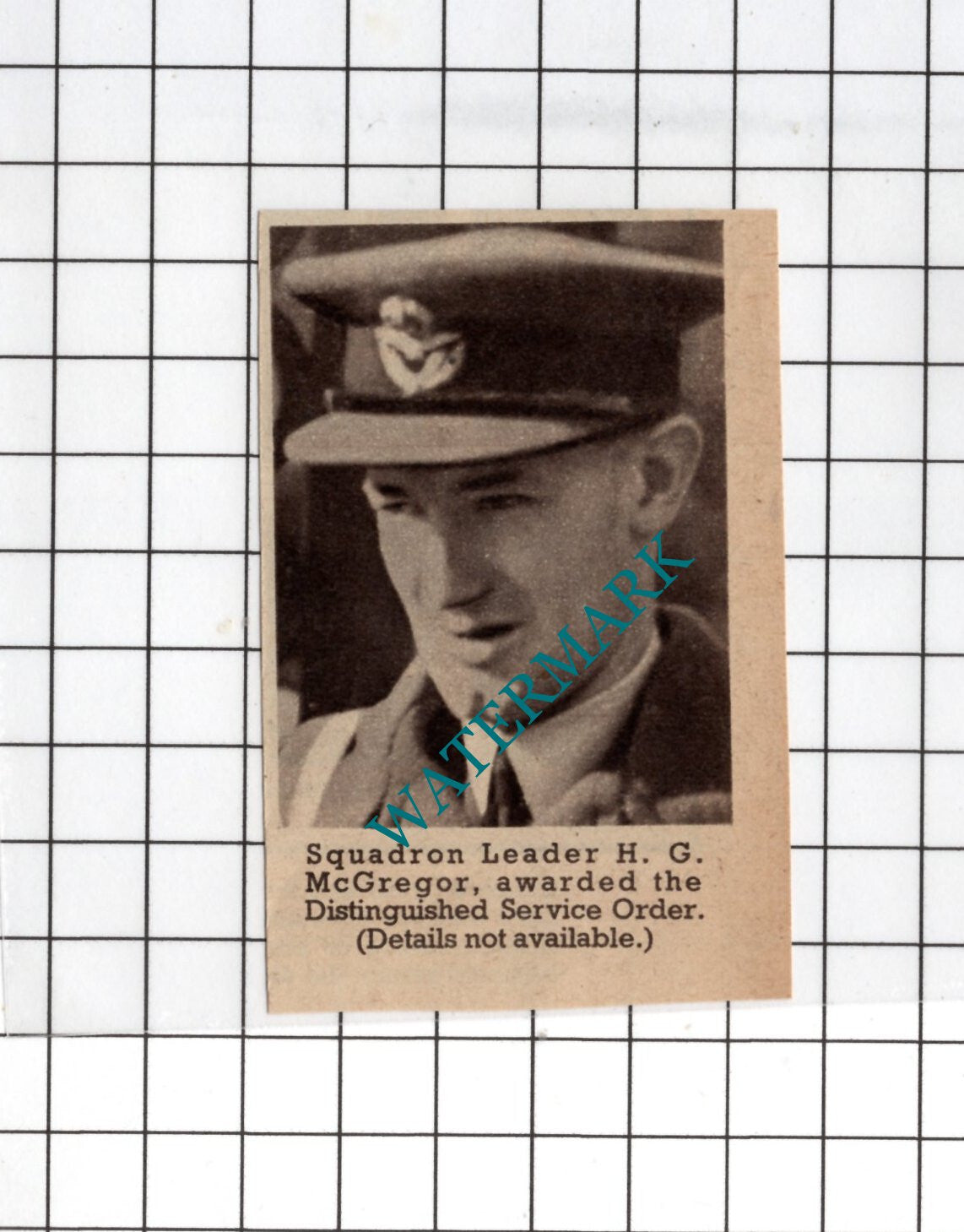 Squadron Leader H G McGregor WW2 - 1940 SMALL News Clipping