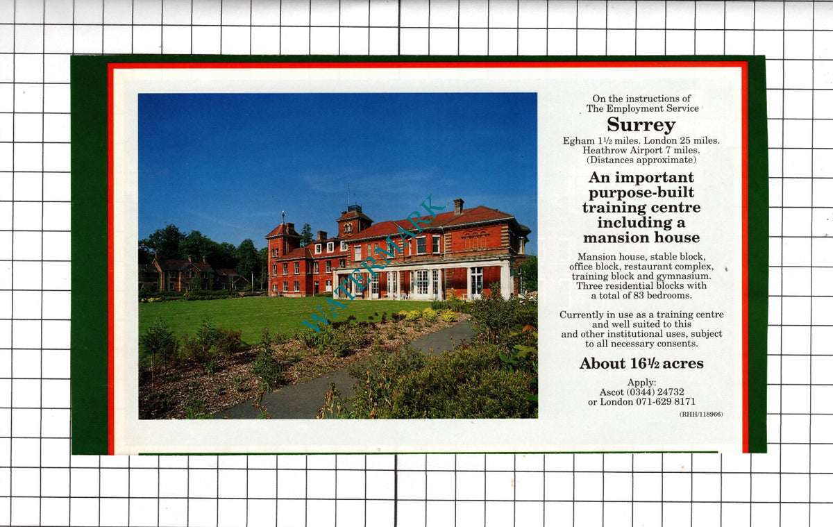 Egham Surrey Training Centre House Sale Advert - 1994 Cutting