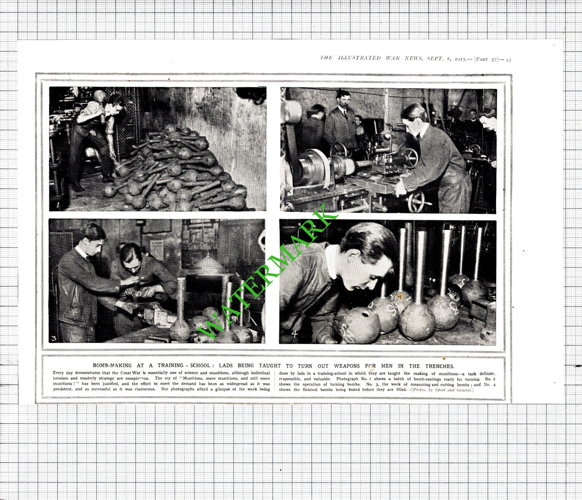 Bomb Making Training School WW1 Great War - 1915 Cutting