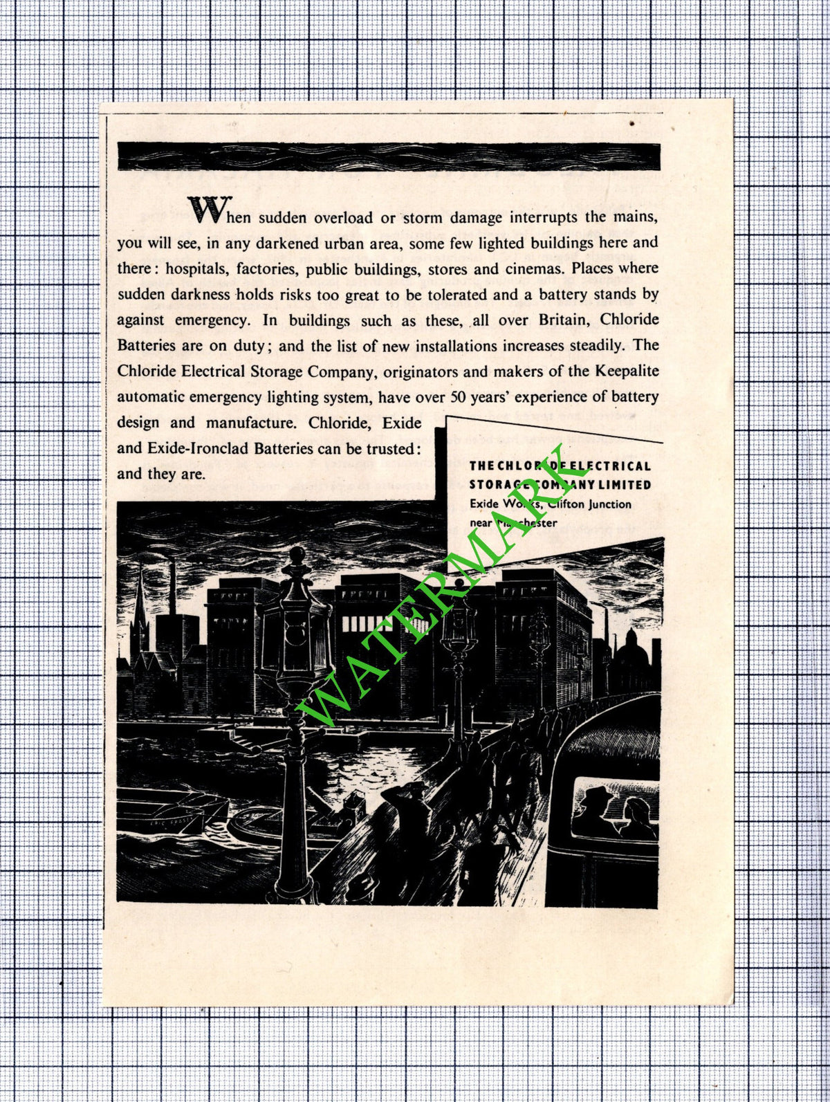 Exide Works Clifton Junction Chloride Electrical Advert - 1949 Cutting