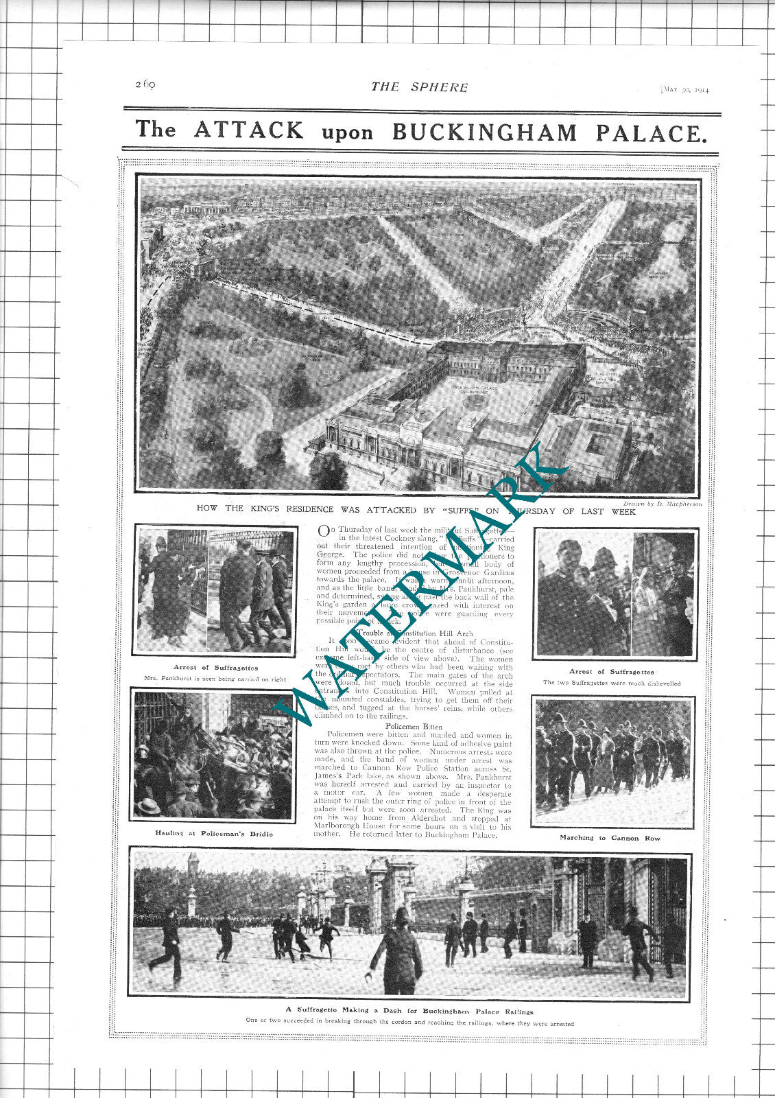 Suffragettes Attack Buckingham Palace Mrs Pankhurst - 1914 News Page / Print
