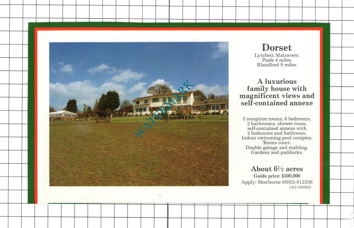 Lytchett Matravers Dorset House Sale Advert - 1991 Clipping