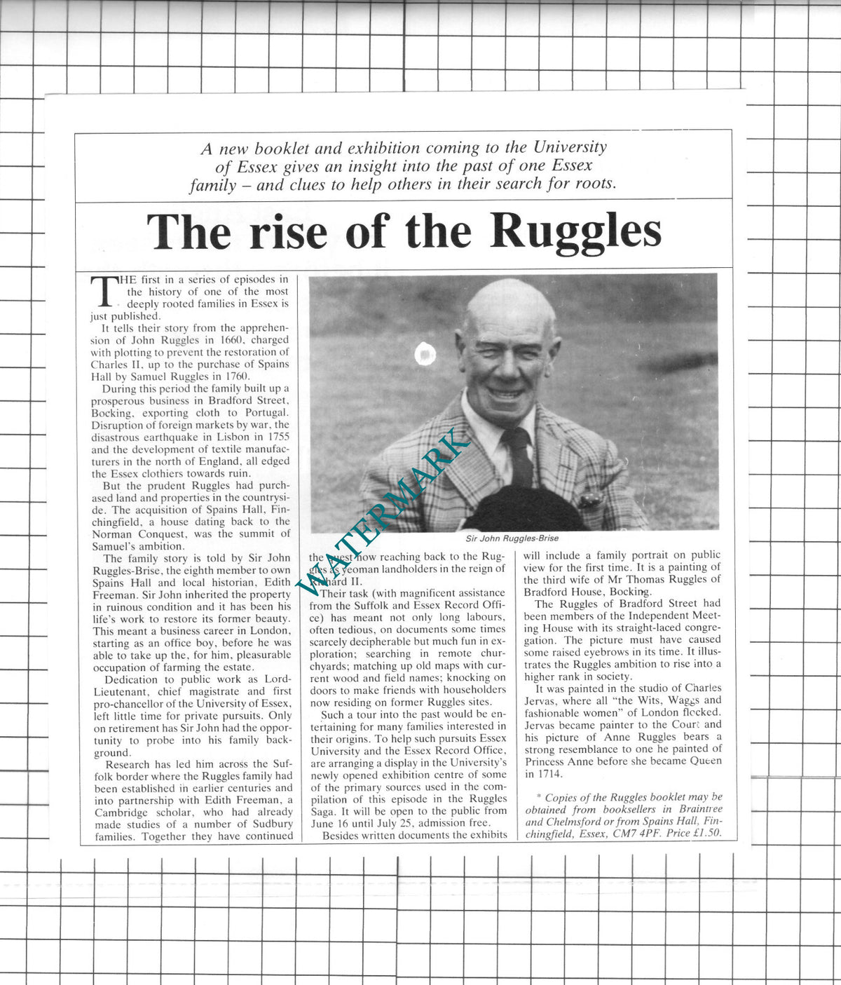 Sir John Ruggles-Brise - 1986 Clipping