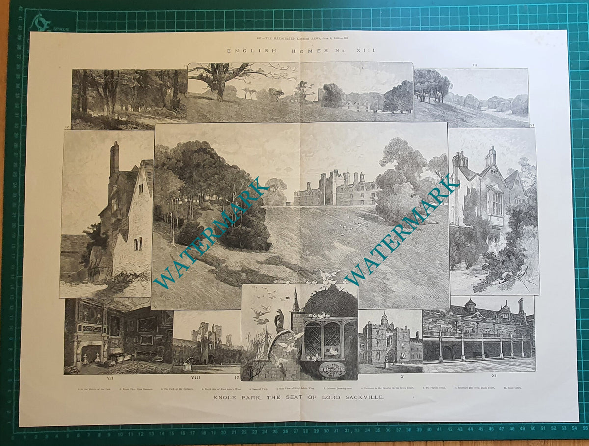 KNOLE Park Lord Sackville- 1888 News Pullout / Print