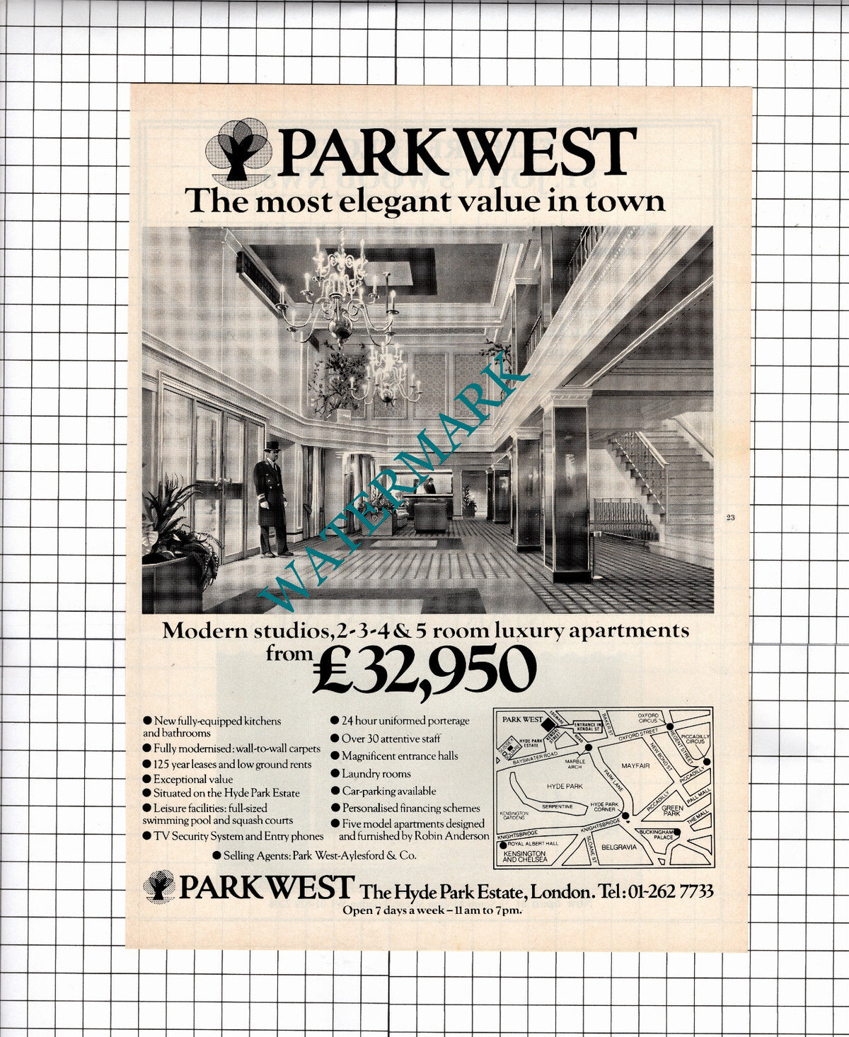Park West The Hyde Park Estate London Apartments - 1980 Vintage Advert