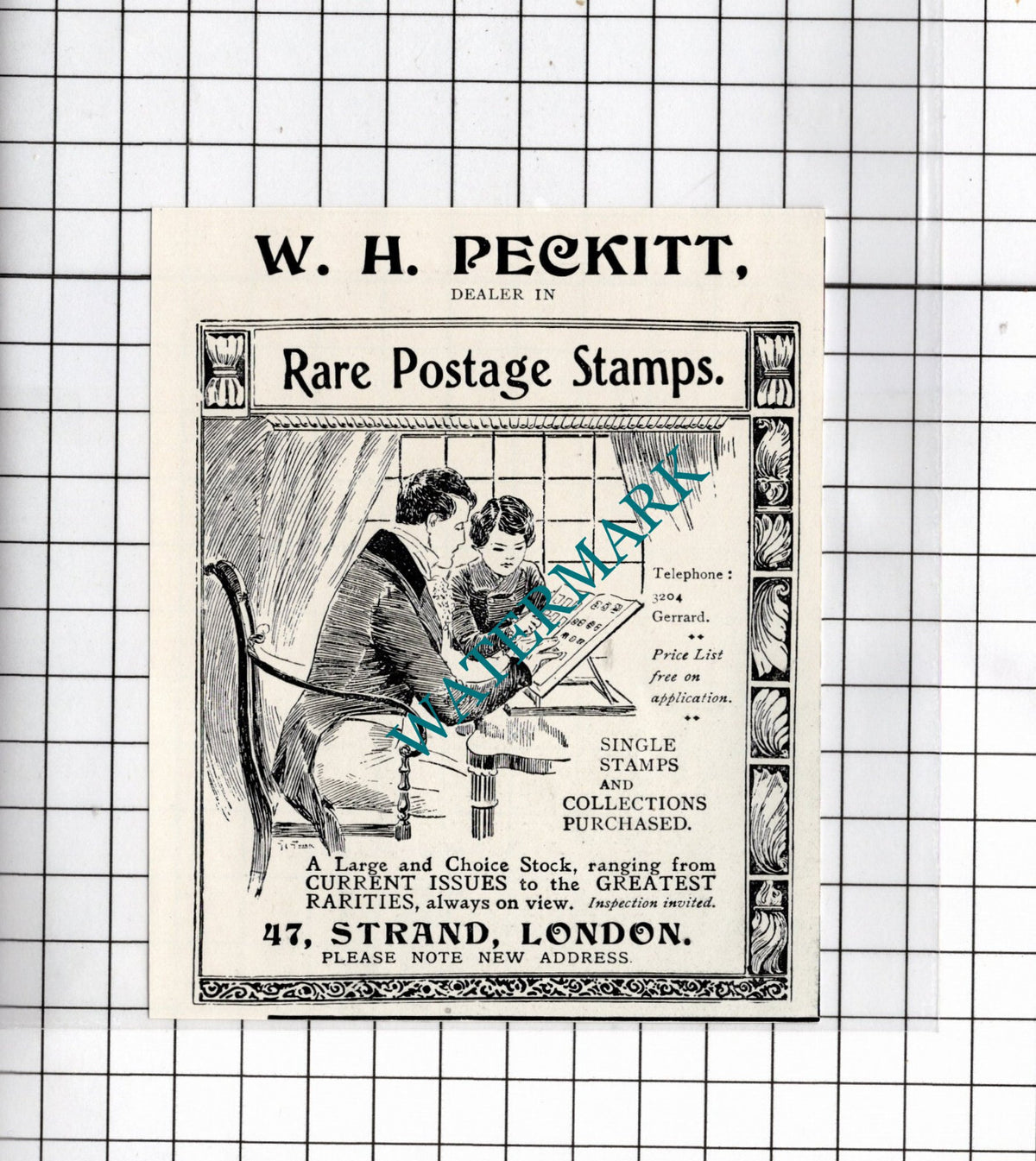 W H Peckitt Postage Stamp Dealer Strand London - 1904 Small Advert