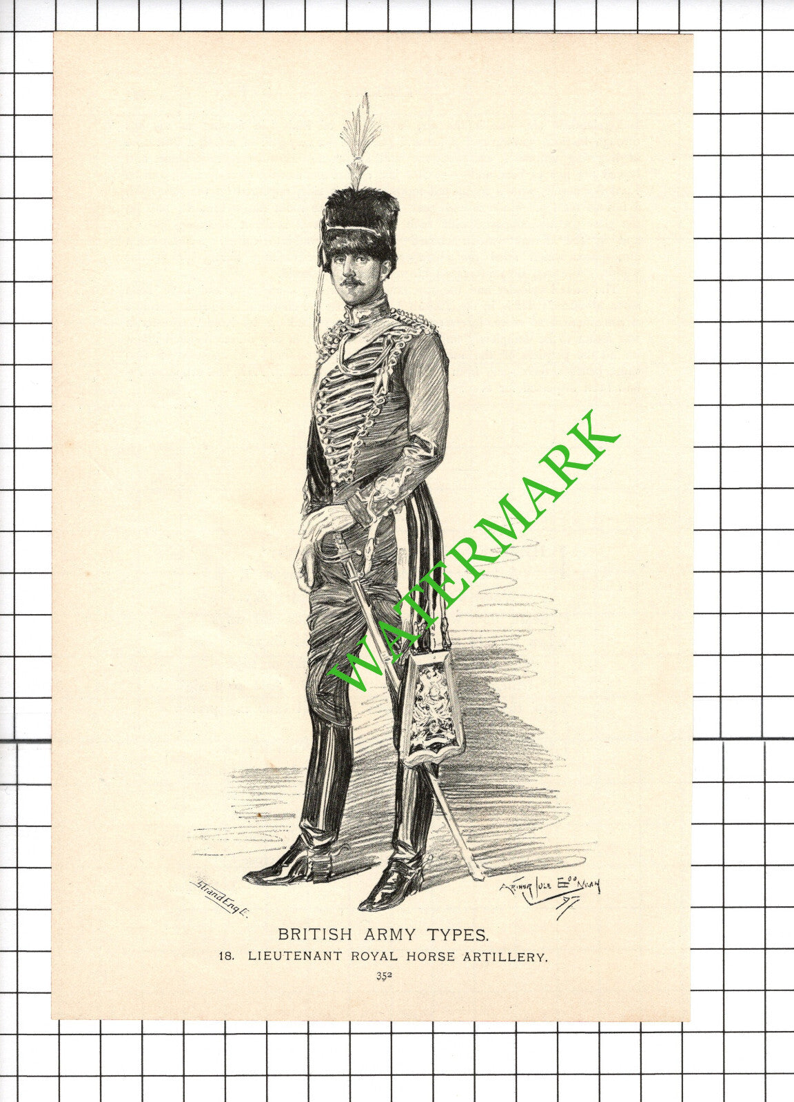 Lieutenant Royal Horse Artillery - 1898 Cutting / Print