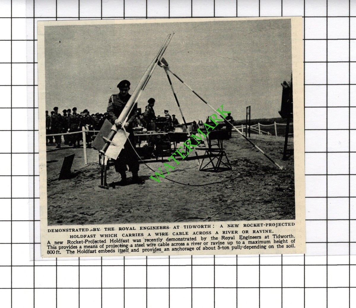 Royal Engineers Tidworth Rocket Projected Holdfast - c.1954 Small Cutting