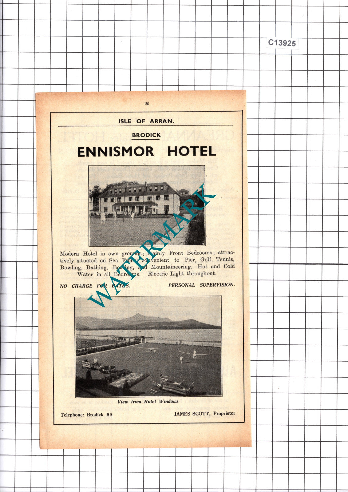 Ennismor Hotel Brodick Isle Of Arran James Scott Advert - 1939 Cutting