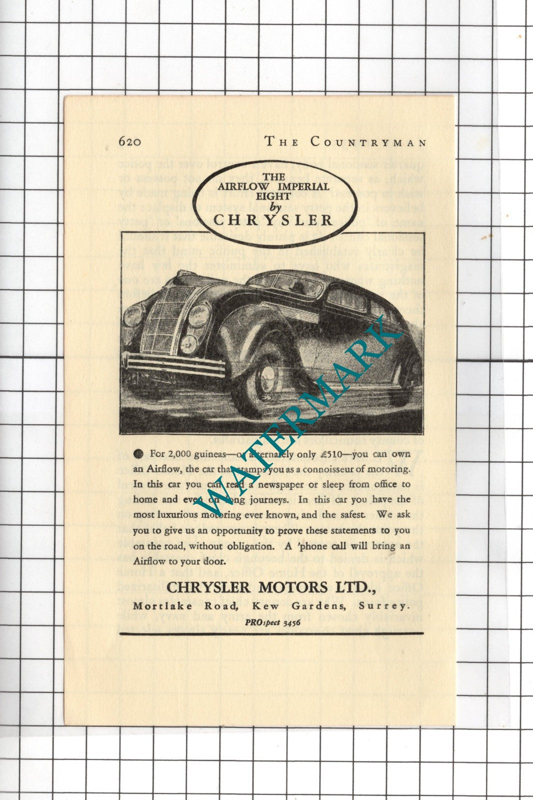 The Airflow Imperial Eight Chrysler Motors Ltd Car - 1935 Small Advert