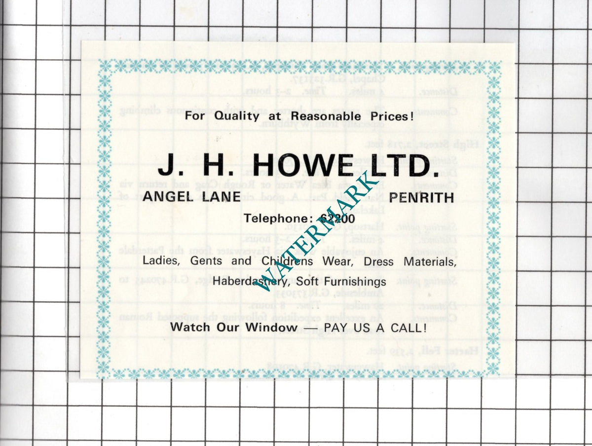 J H Howe Ltd Angel Lane Penrith Cumbria - c.1975 SMALL Advert