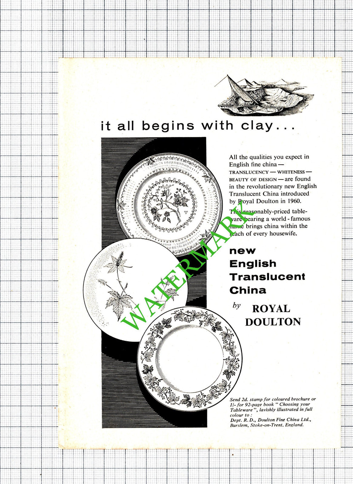 Royal Doulton China Small Advert - 1961 Cutting