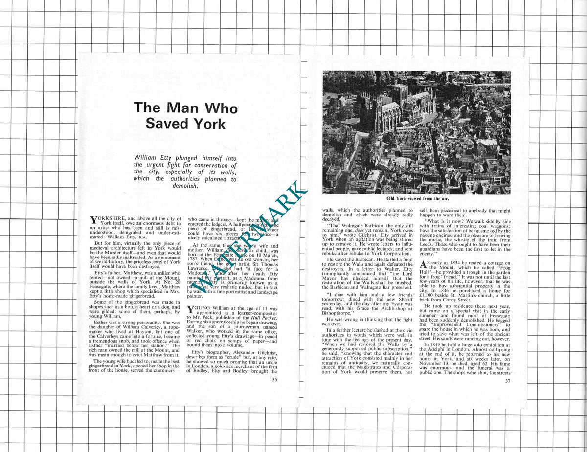 William Etty York England - 1974 Article