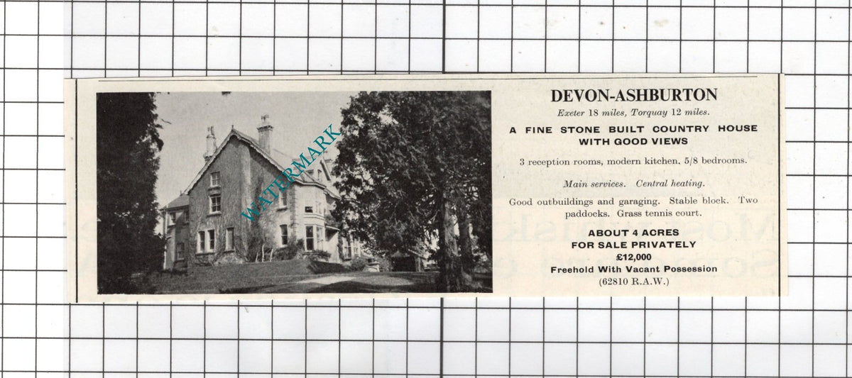 Ashburton Devon - 1967 House Sale Advert
