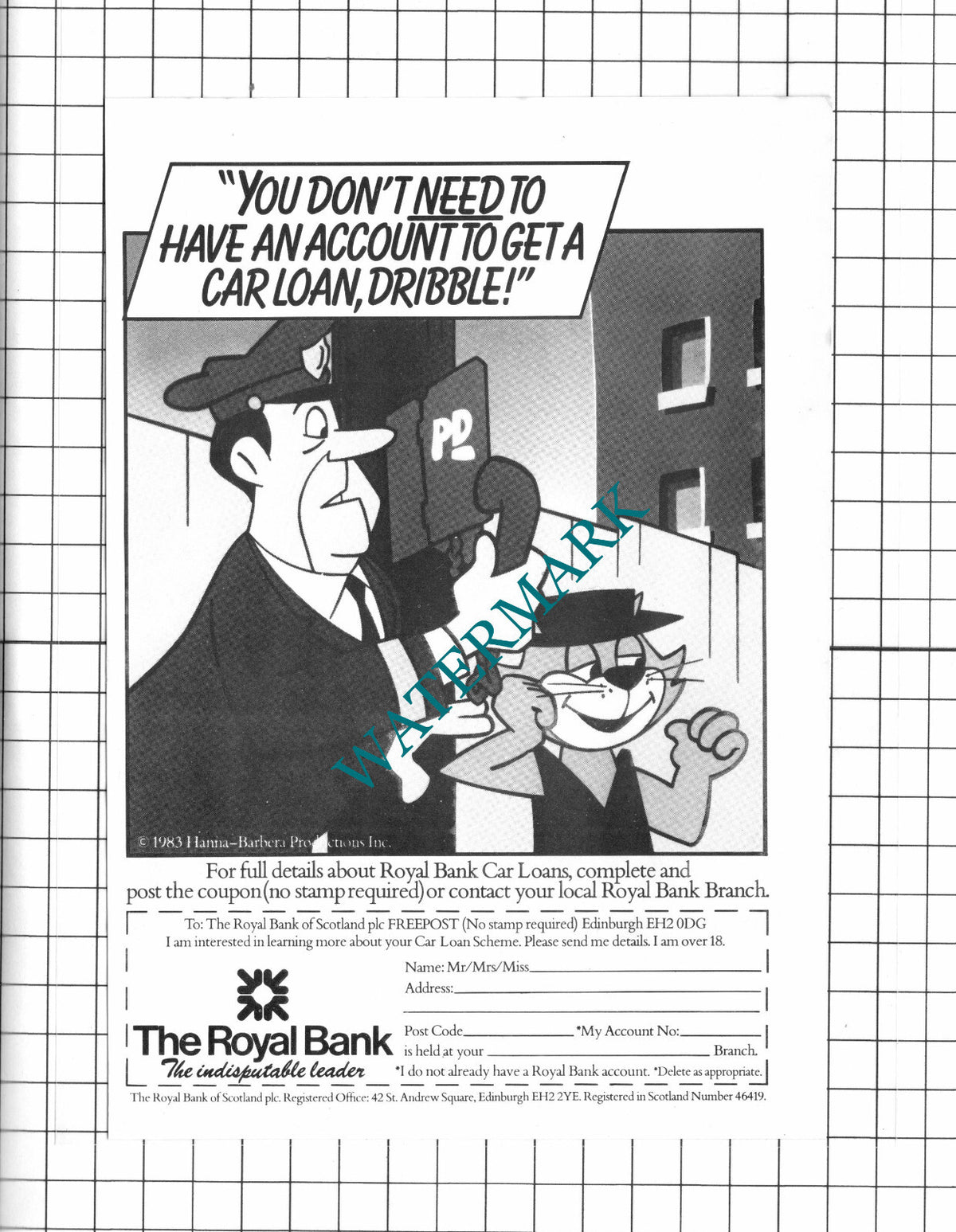 Top Cat Royal Bank of Scotland Advert - c.1984 Clipping / Print