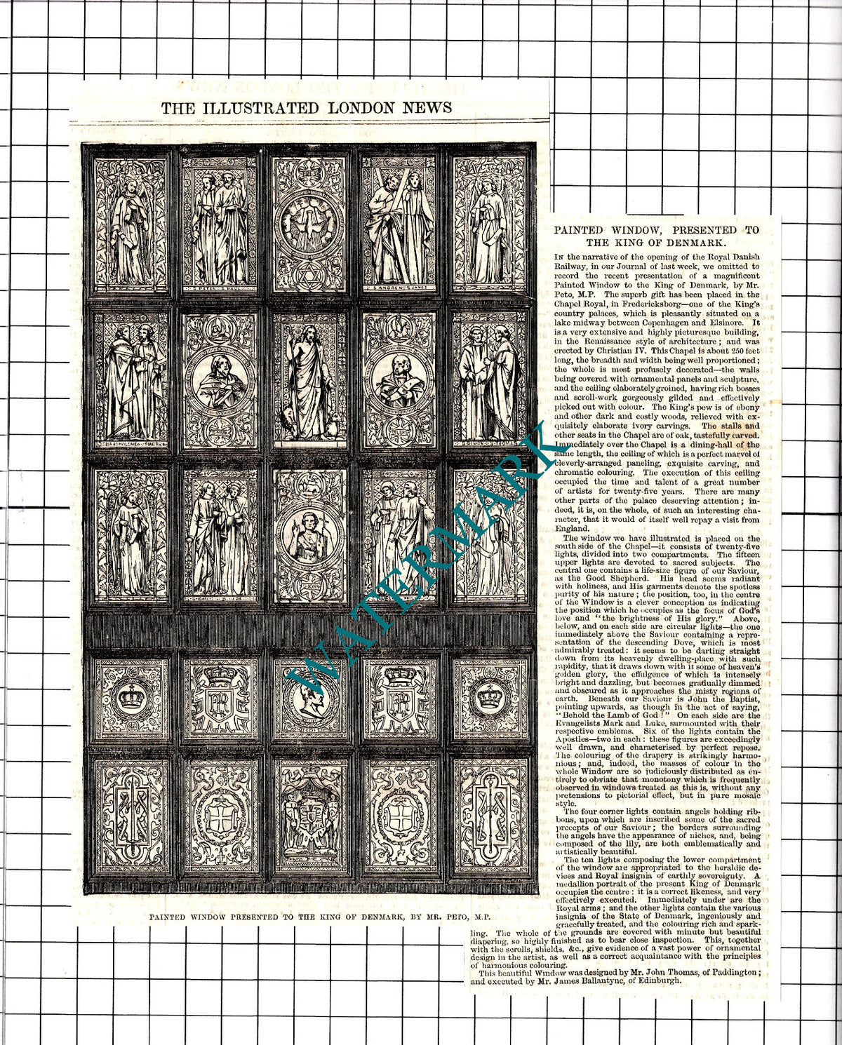 Mr Peto MP Painted Window Frederiksborg King Of Denmark - 1854 Clipping / Print