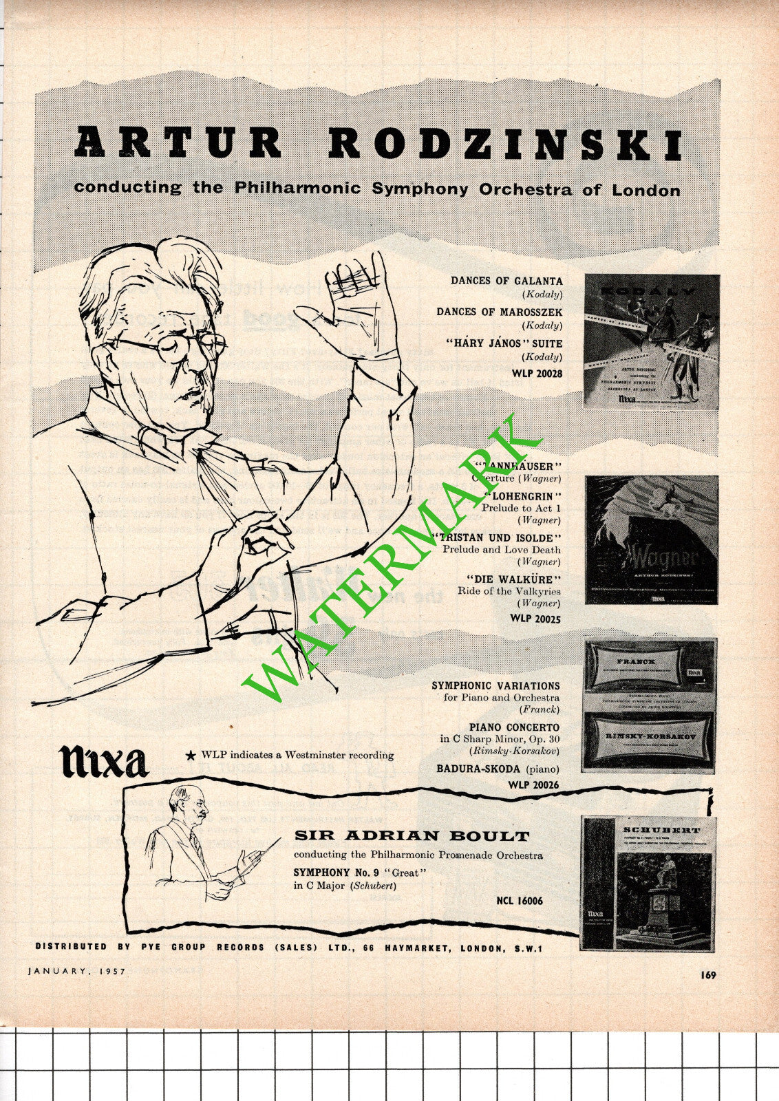 Arthur Rodzinski Philharmonic Orchestra ADVERT - 1957 Cutting / Print