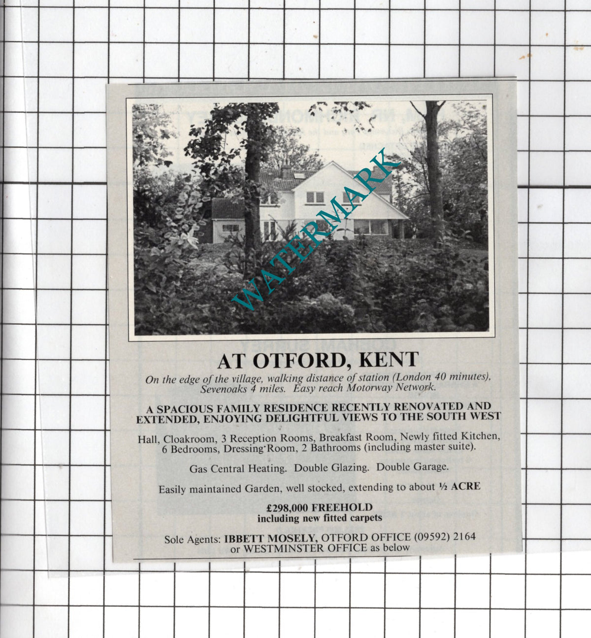 Otford Kent House Sale Advert - 1990 Small Cutting