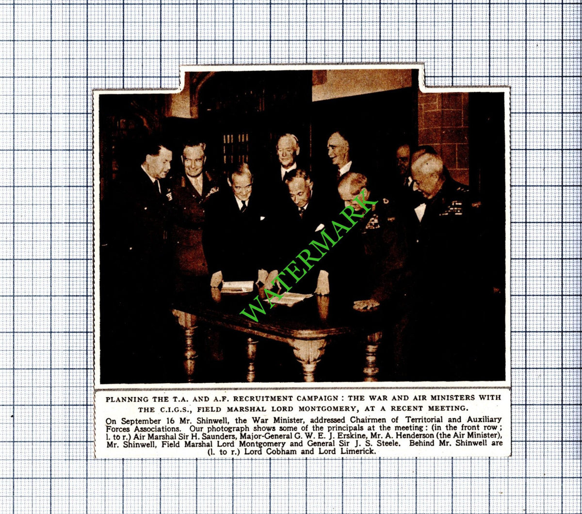 Mr Shinwell War Minister Lord Cobham Sir JS Steele Erskine - 1948 Small Cutting