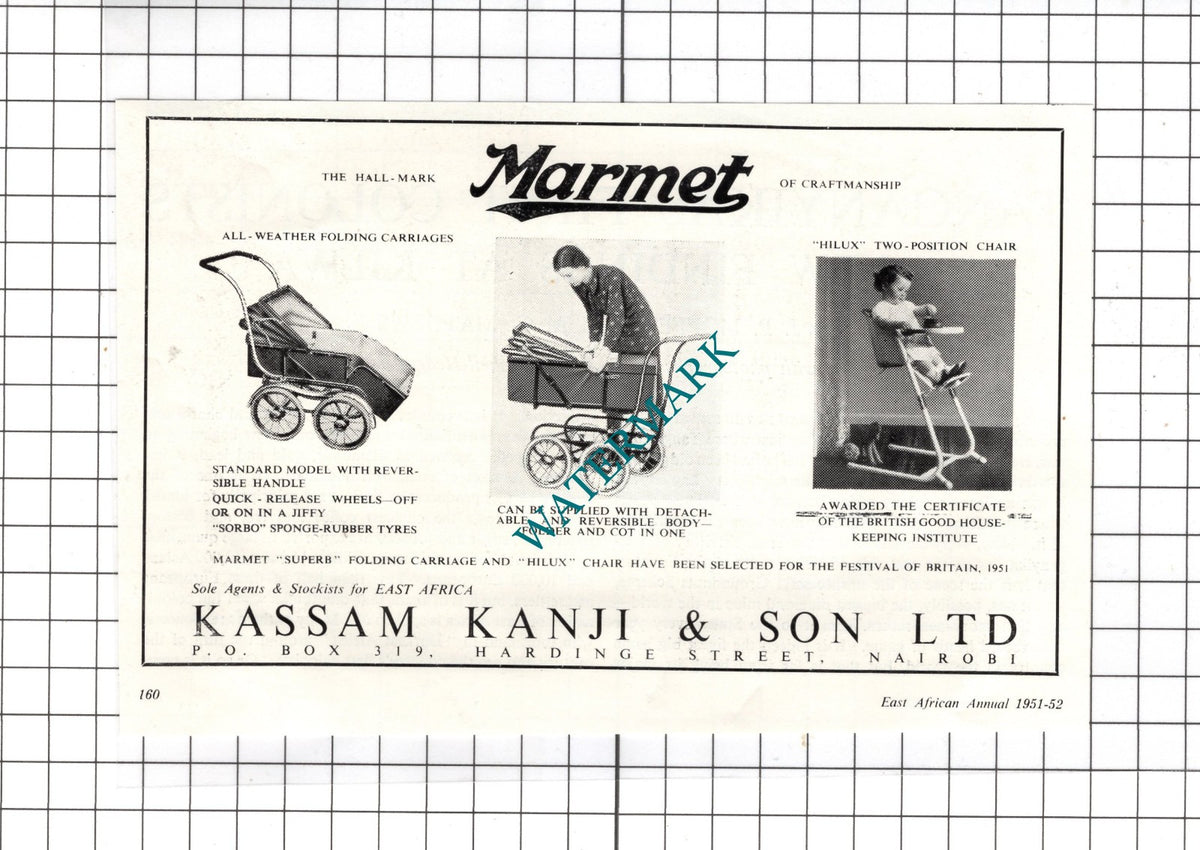 Marmet Kassam Kanji & Son Ltd Nairobi Kenya East Africa - 1951 Advert