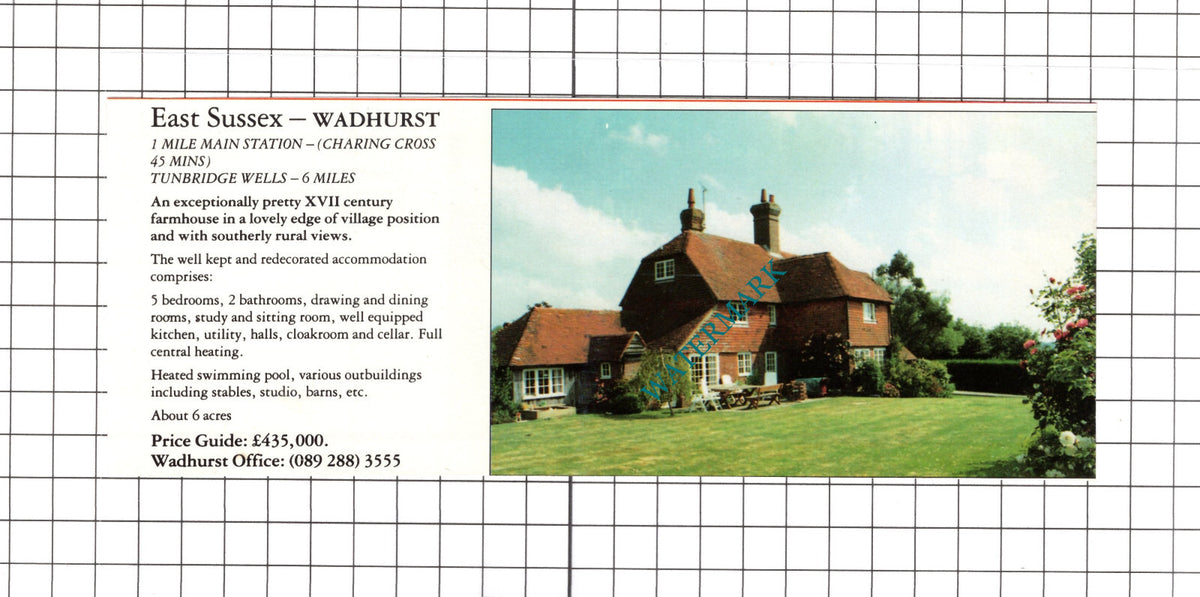 Wadhurst Sussex Farm House Sale Advert - c.1990 Clipping