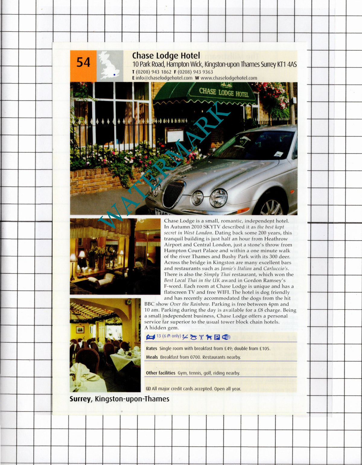 Millstream Hotel Bosham Sussex / Chase Lodge Hotel Hampton Wick - 2011 Advert